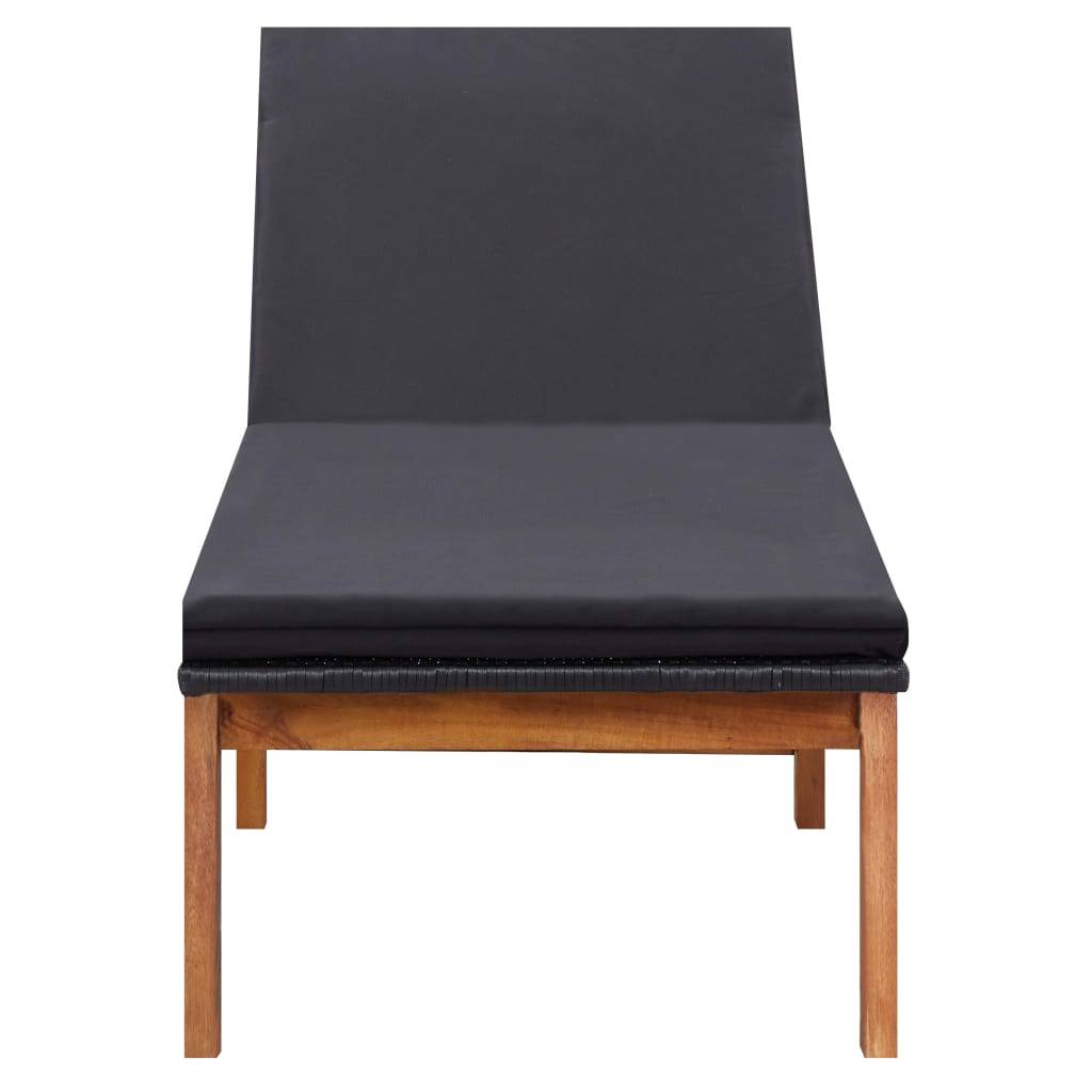 Helloshop26 - Transat chaise longue bain de soleil lit de jardin terrasse meuble d'extérieur et coussin résine tressée et bois d'acacia massif - Imagen 2