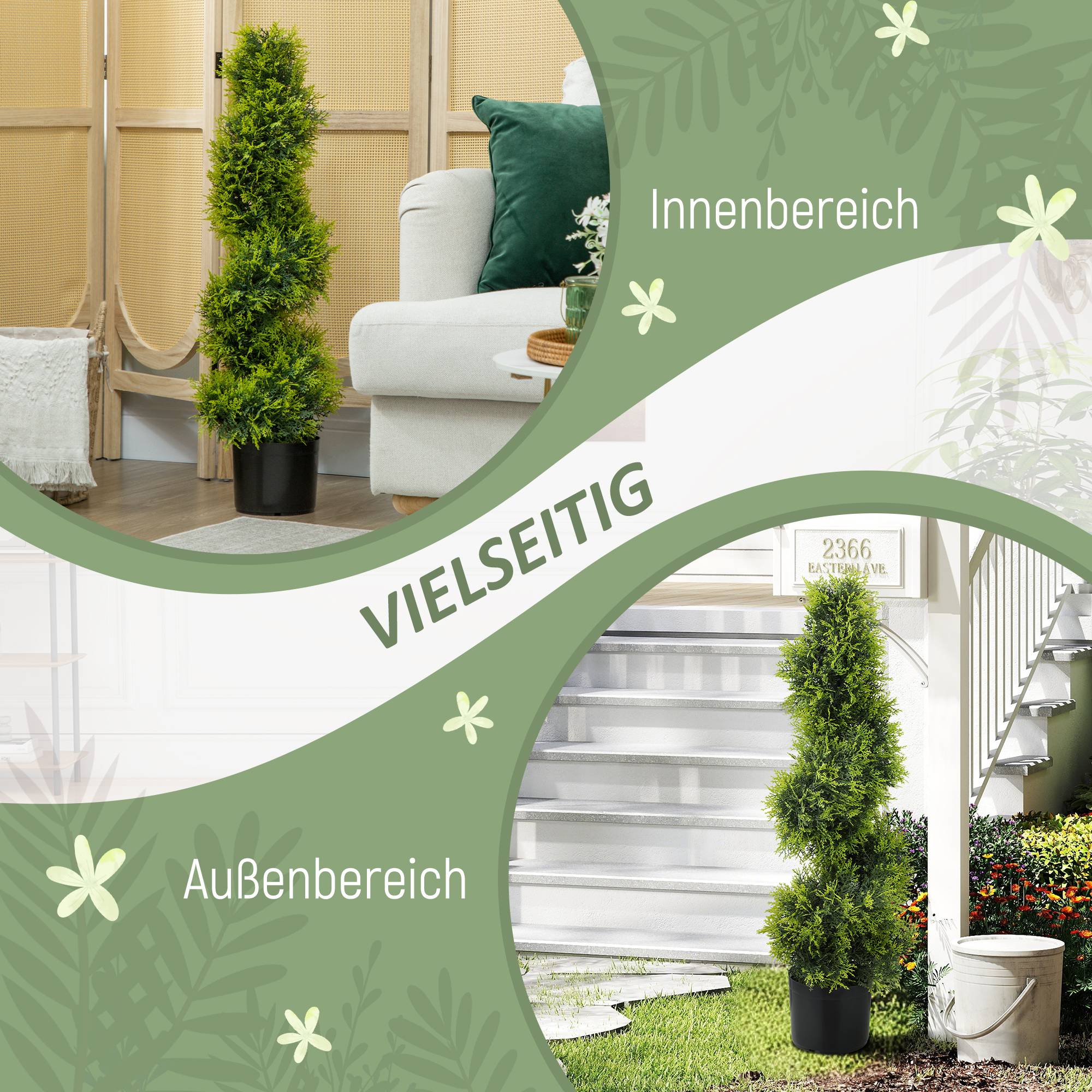 Cyprès artificiel 90 cm en spirale, plante artificielle, plantes plastique en pot, déco moderne - Image 7
