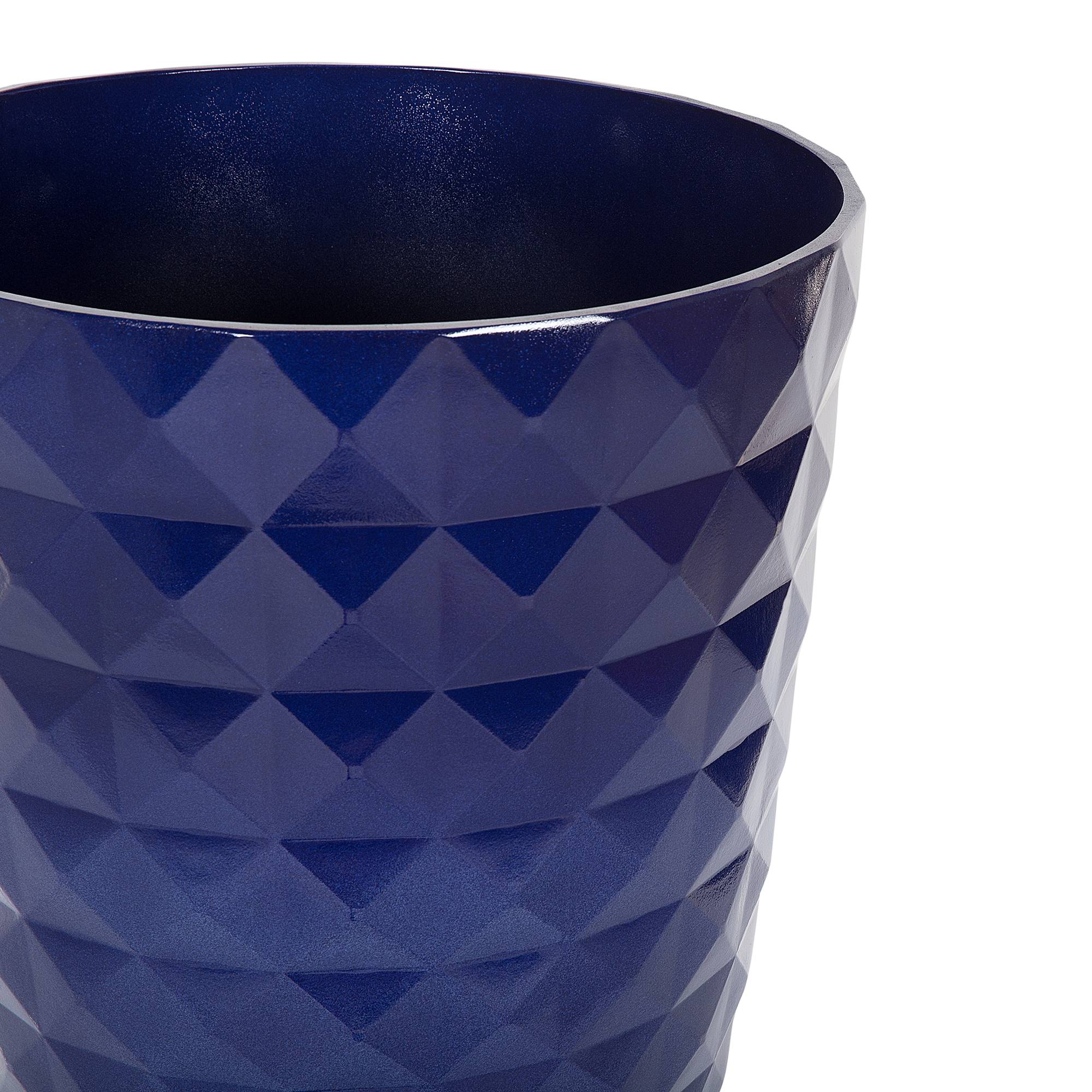 Beliani - Haut Cache-Pot Bleu Marine en Fibre d'Argile et Verre 42 cm Diamètre Rond avec Relief Pot de Fleurs Idéal pour Extérieur et Intérieur - Imagen 4