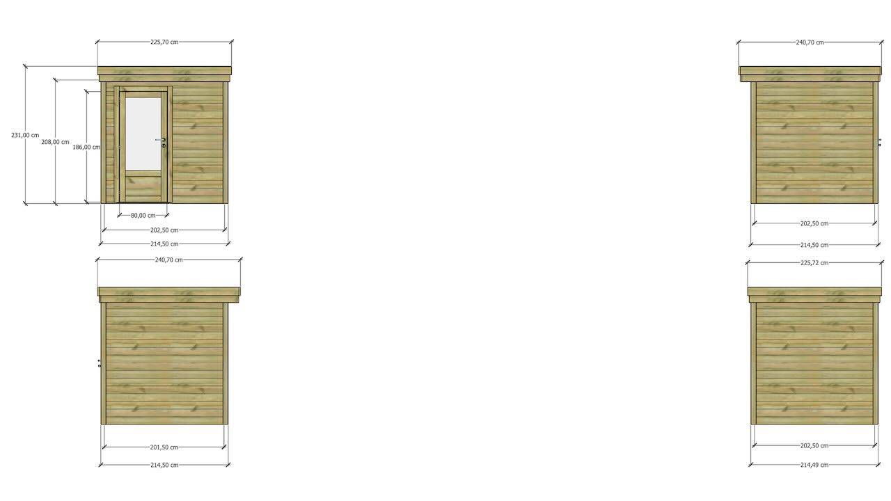 Sans Marque - ABRI DE JARDIN bois  autoclave 27mm - 2,14x2,14m / 5m2 - Bac acier - Abri Français - Imagen 4