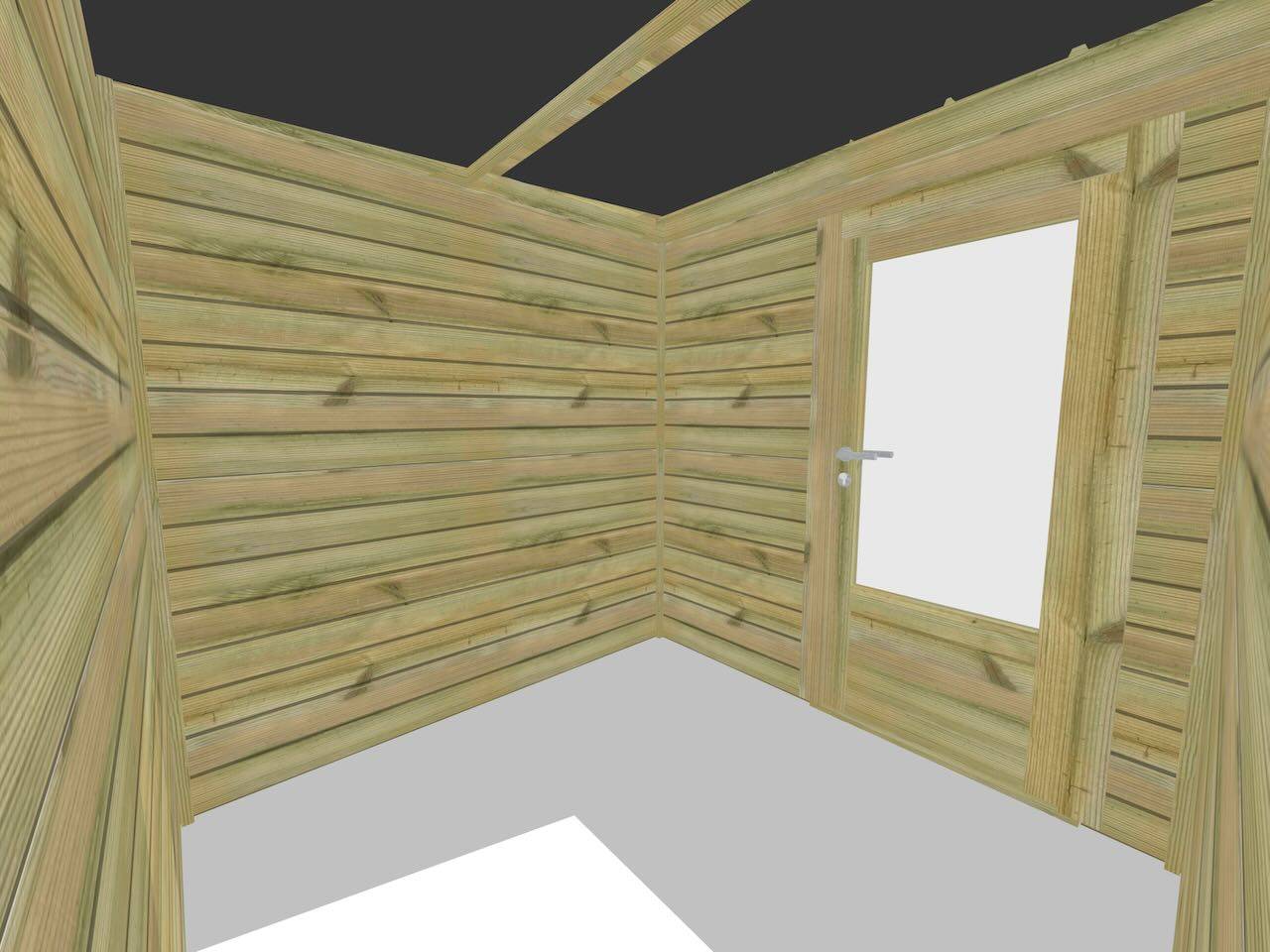 Sans Marque - ABRI DE JARDIN bois  autoclave 27mm - 2,14x2,14m / 5m2 - Bac acier - Abri Français - Imagen 5