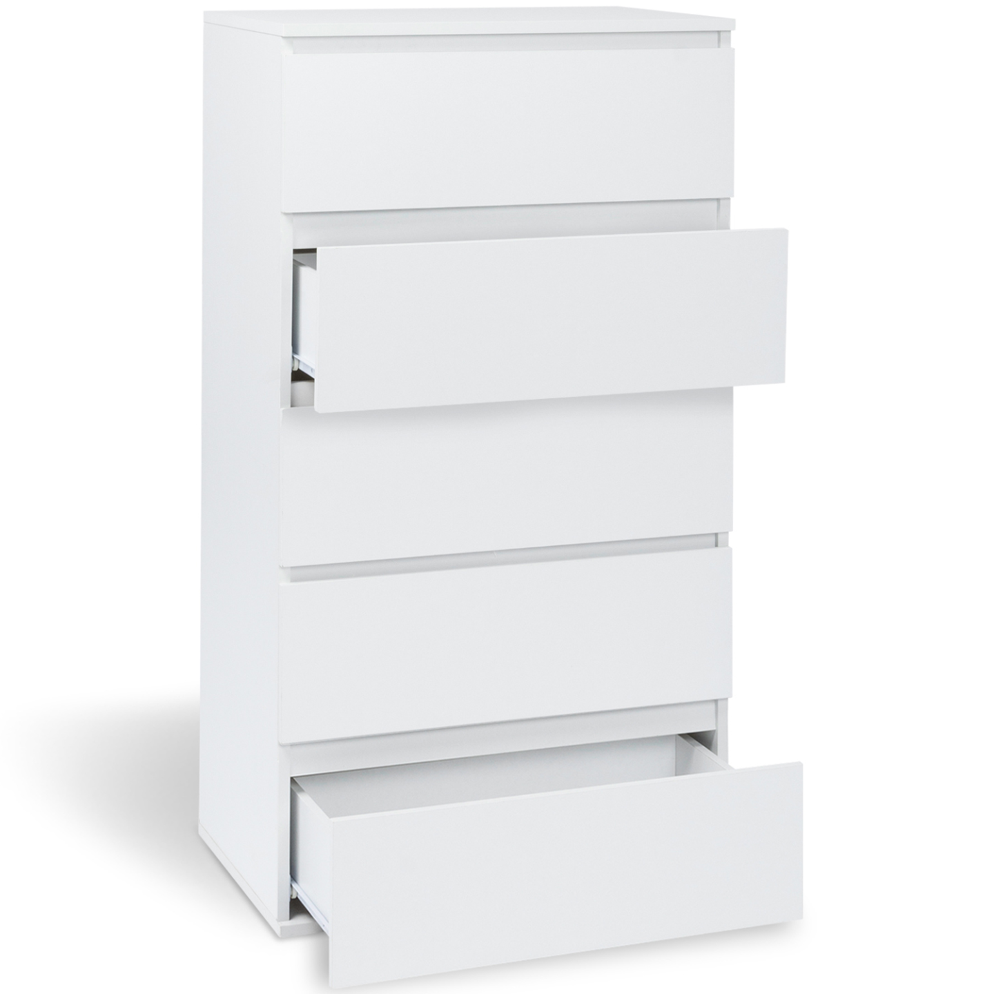Chiffonnier 5 tiroirs TOMI 60 cm commode semainier bois blanc - Image 4