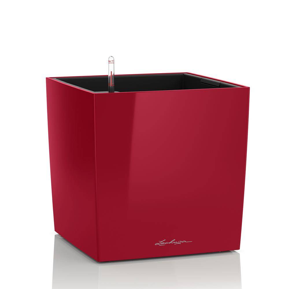 Lechuza - Cube Premium 30 - Kit Complet, rouge scarlet brillant 30 cm Lechuza - Imagen 1