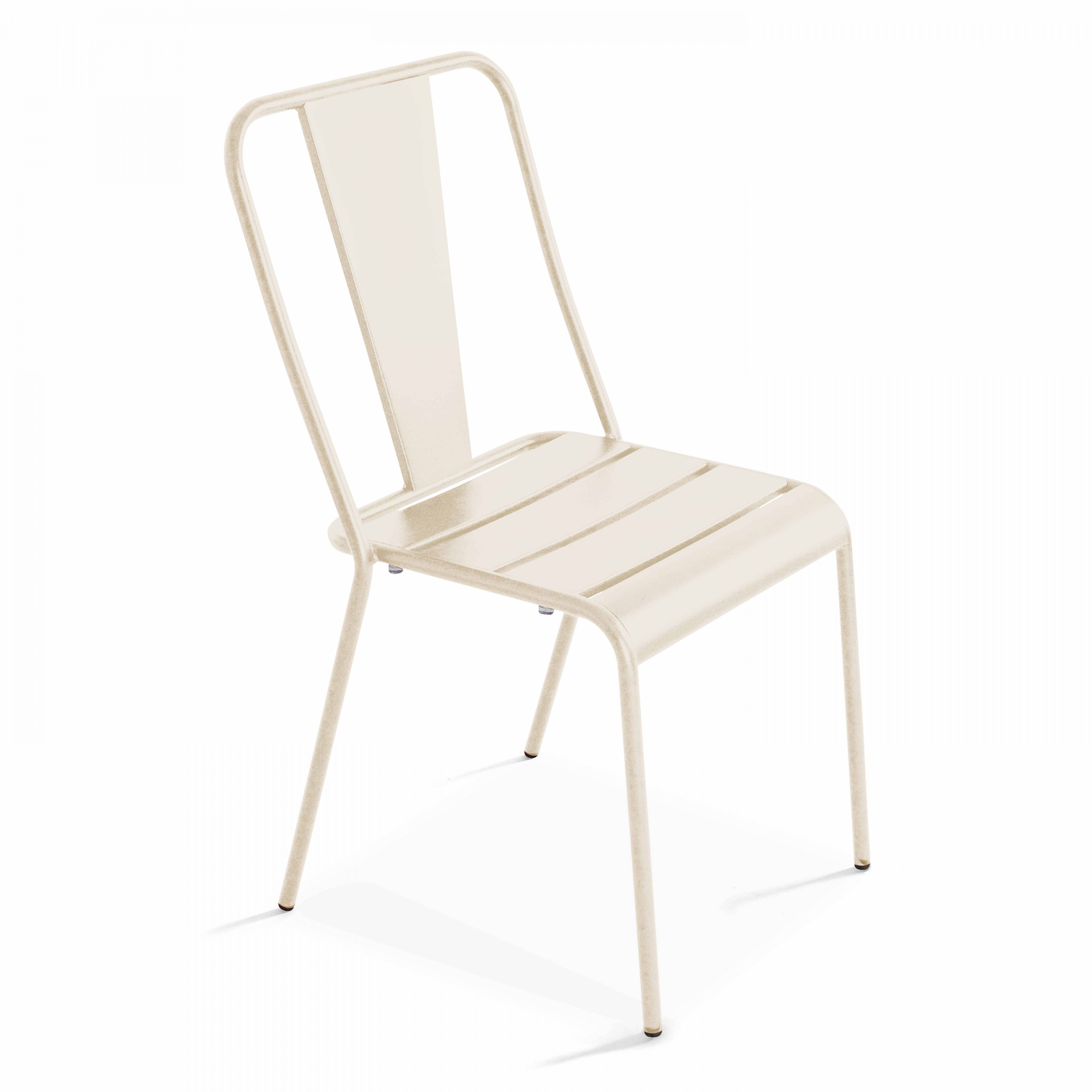 Oviala - Ensemble table de jardin carrée et 2 chaises bistrot ivoire Palavas - Oviala - Imagen 5