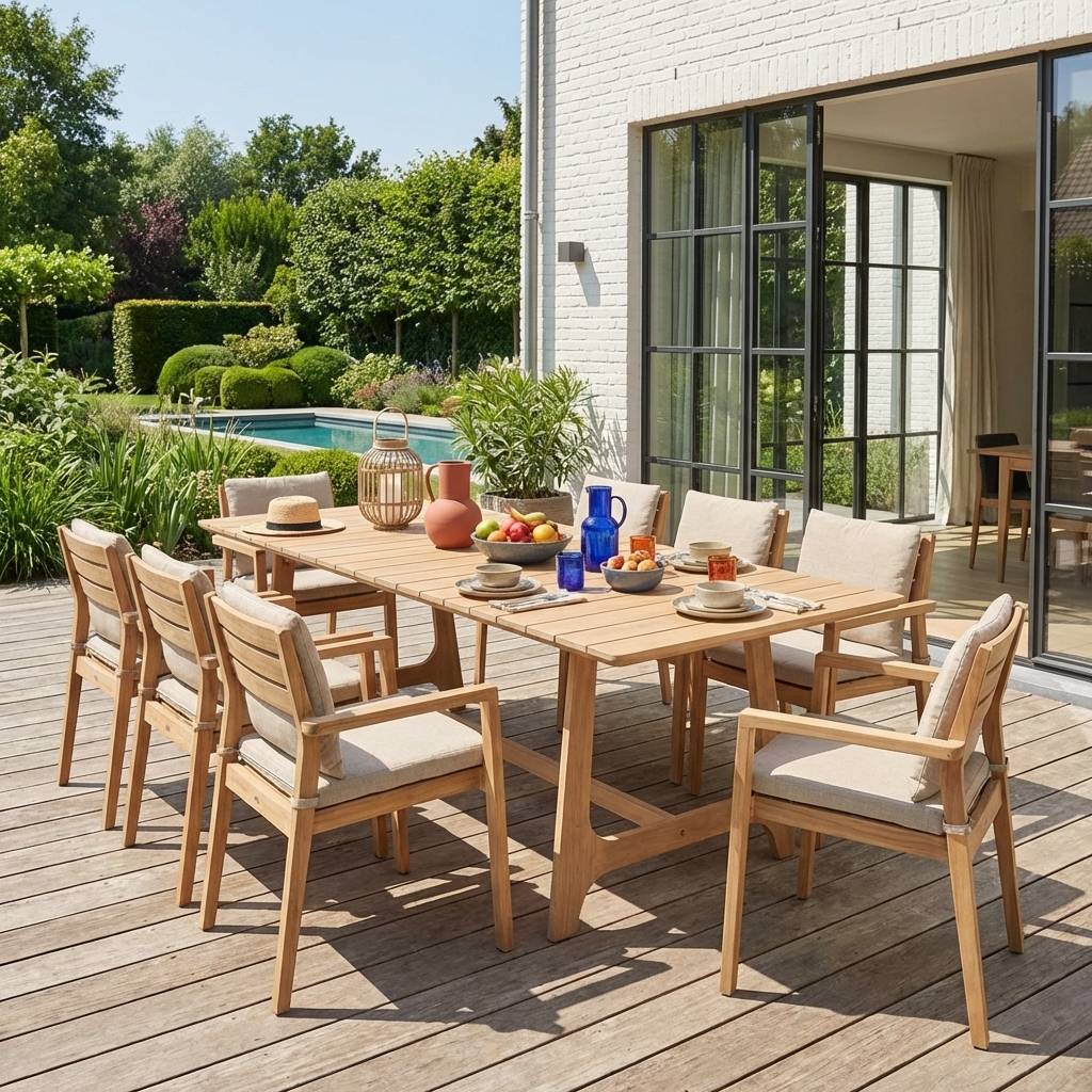 sweeek - Table de jardin bois d'acacia naturel 8 places - Aroha | sweeek - Image 1