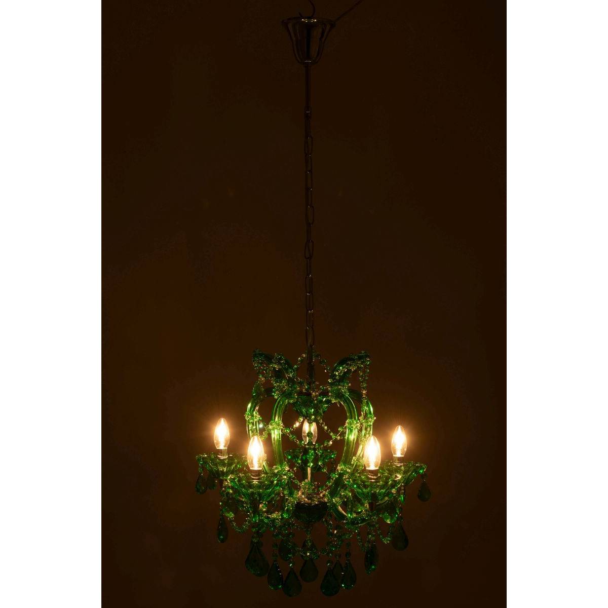 J-Line - Lustre en Verre "Antique" 57cm Vert Émeraude - Image 4