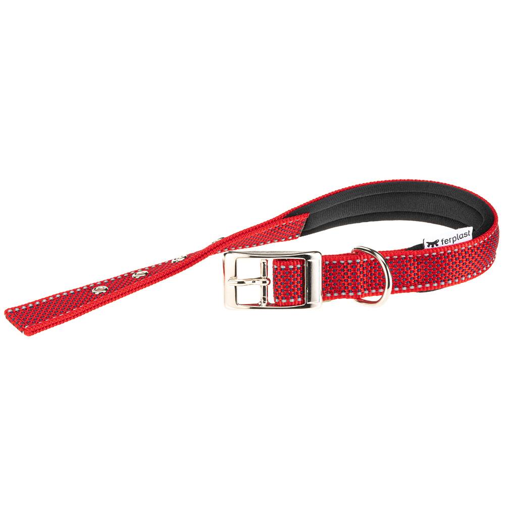 Ferplast - Collier pour Chiens Réfléchissant Rembourré DAYTONA DELUXE C25/45, Réglable, Boucle en Métal, Rouge-Noir - Imagen 1