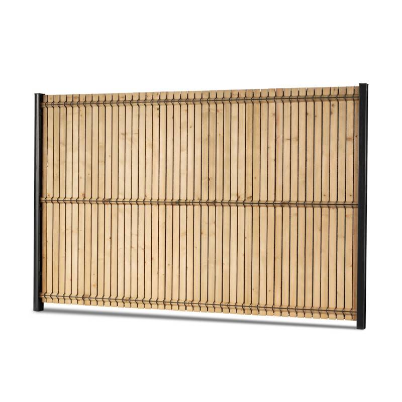 Kit occultation lamelles bois pin pour panneau rigide maille 55 H 1m03 L 2m50 ep 8mm - Easy Clôture - Image 1