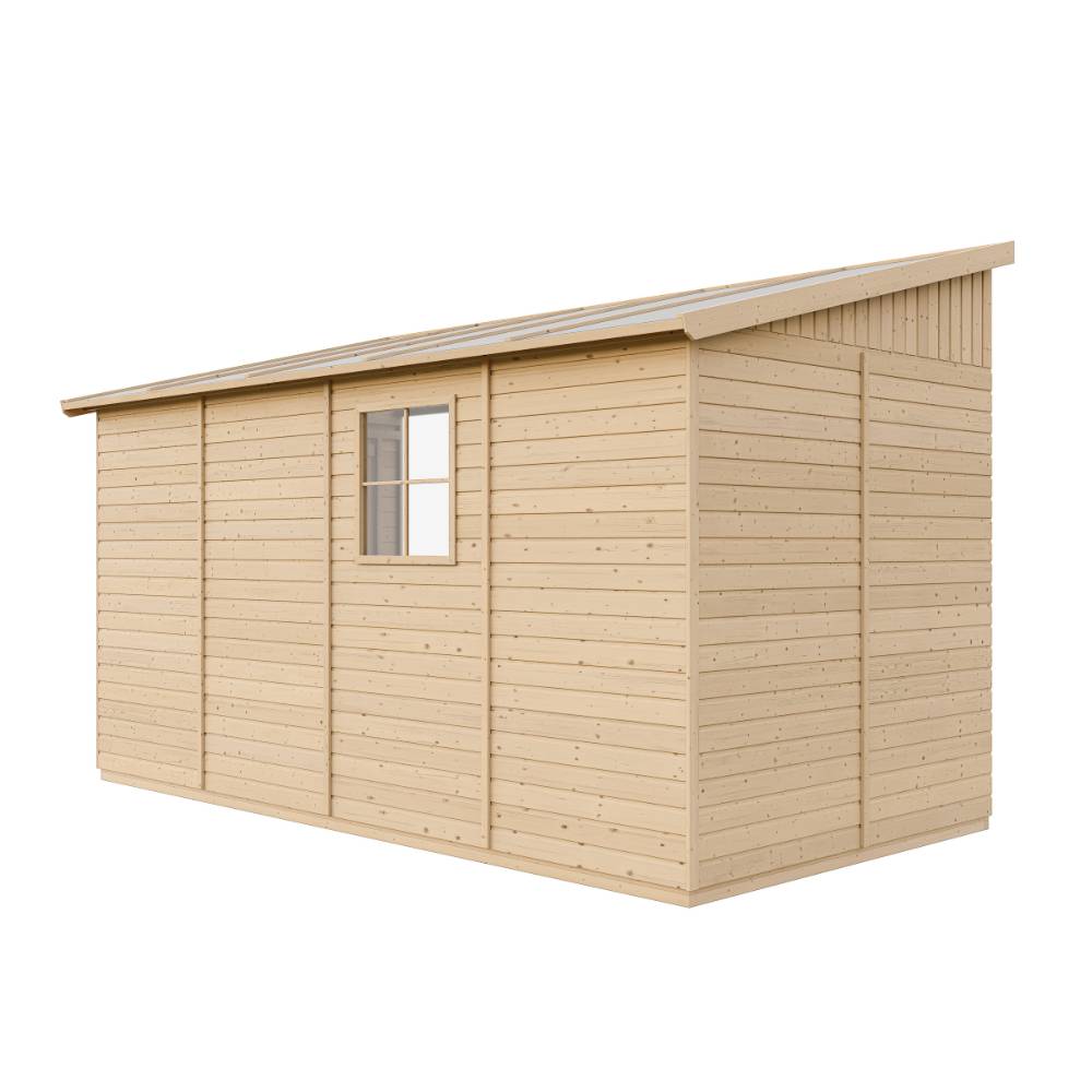 Timbela - Abri de Jardin en Bois Naturel H243x216x416 cm / 8 m² sans paroi latérale avec fenêtres - 17 mm d’épaisseur - Timbela M340 - Image 10