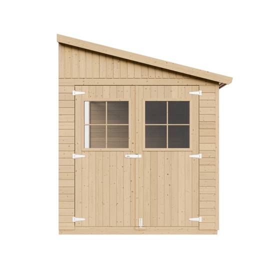 Timbela - Abri de Jardin en Bois Naturel H243x216x416 cm / 8 m² sans paroi latérale avec fenêtres - 17 mm d’épaisseur - Timbela M340 - Image 2