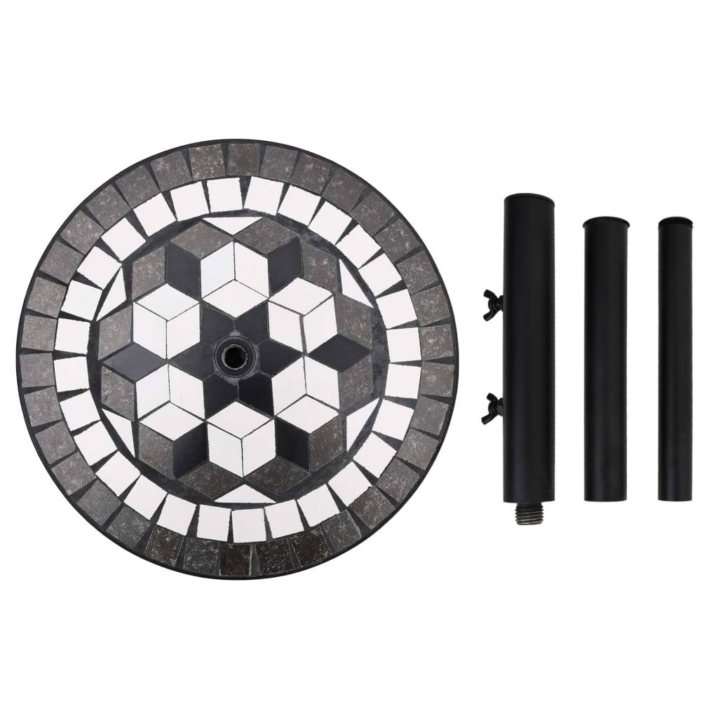 Vidaxl - Base de parasol noir et blanc rond 12 kg vidaXL 362223 - Image 3