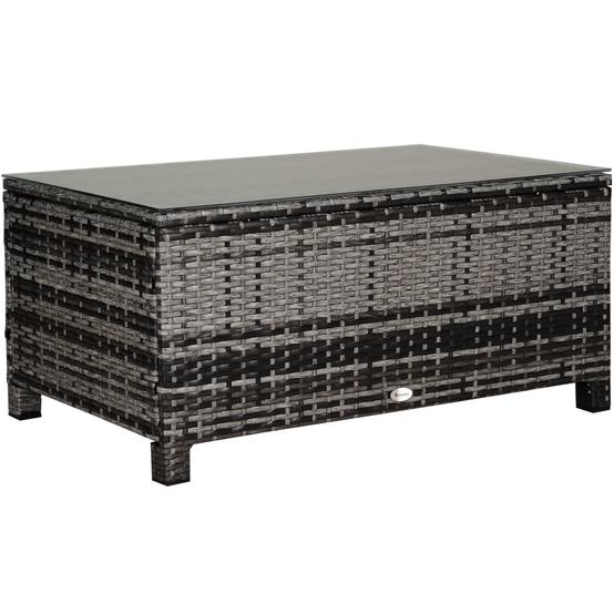 Table basse jardin polyrattan gris 85x50x39cm, pratique pour balcon et terrasse - Image 1