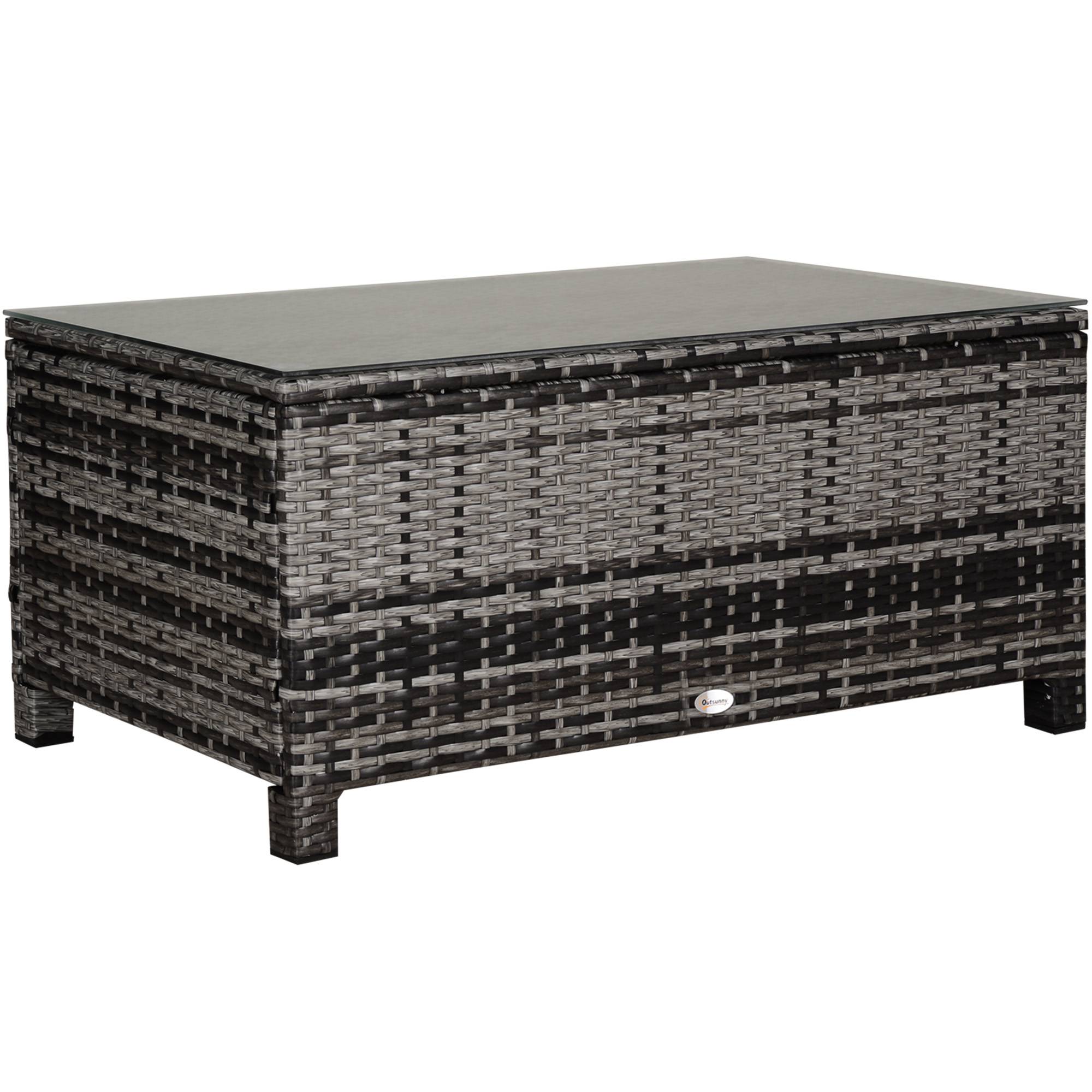 Table basse jardin polyrattan gris 85x50x39cm, pratique pour balcon et terrasse - Image 1