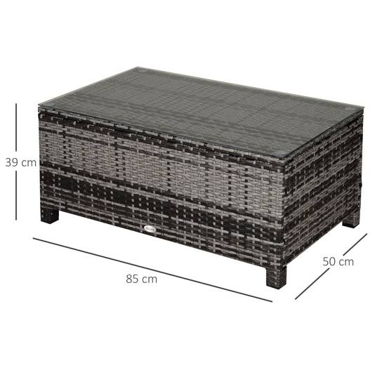 Table basse jardin polyrattan gris 85x50x39cm, pratique pour balcon et terrasse - Image 3