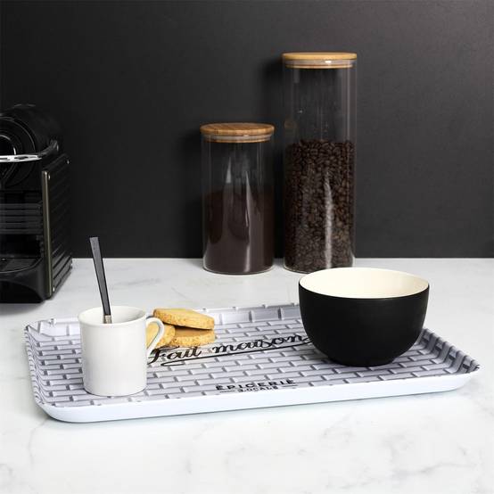 The Home Deco Factory - Plateau de Service "Brooklyn" 42cm Noir & Blanc - Image 4