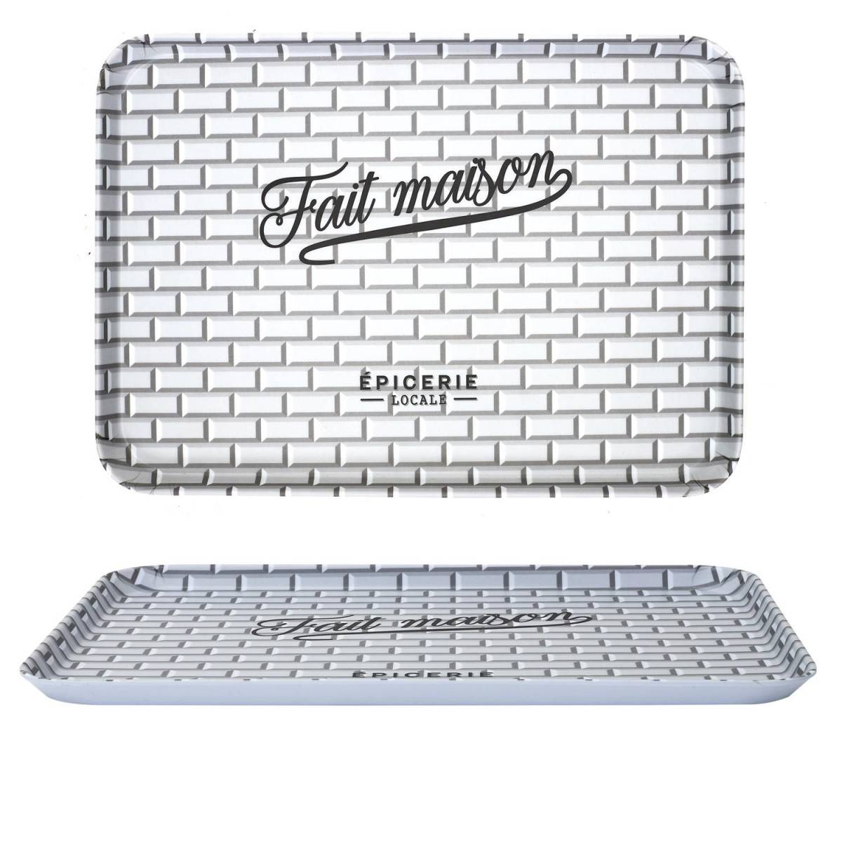 The Home Deco Factory - Plateau de Service "Brooklyn" 42cm Noir & Blanc - Image 3