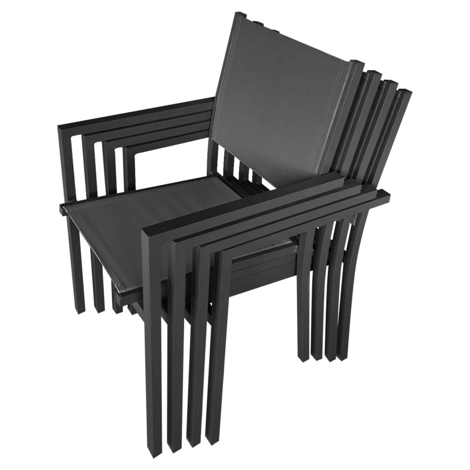 Happy Garden - Salon de jardin LAMPEDUSA extensible en textilène gris 8 places - aluminium anthracite - HAPPY GARDEN - Imagen 8