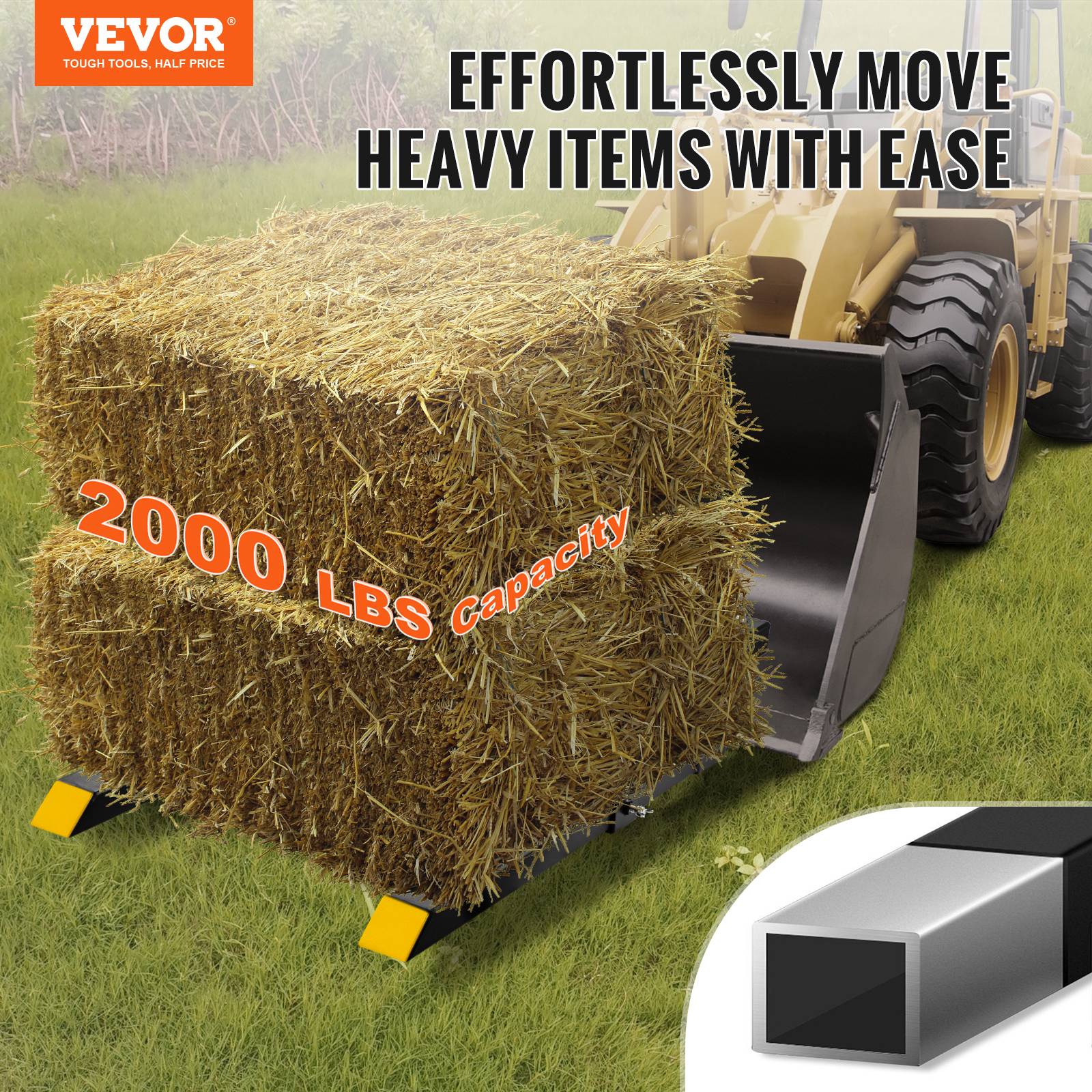 VEVOR Pinces sur fourches palette, charge 907 kg, longueur 109 cm. Pour tracteur, godet. - Image 2