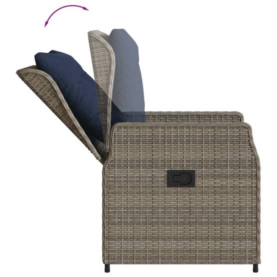 Lot de 2 chaises de jardin inclinables résine tressée gris 55 x 60 x 93 cm - PANGIVO - Image 8