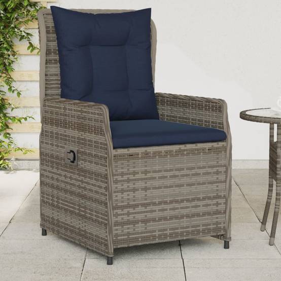 Lot de 2 chaises de jardin inclinables résine tressée gris 55 x 60 x 93 cm - PANGIVO - Image 1
