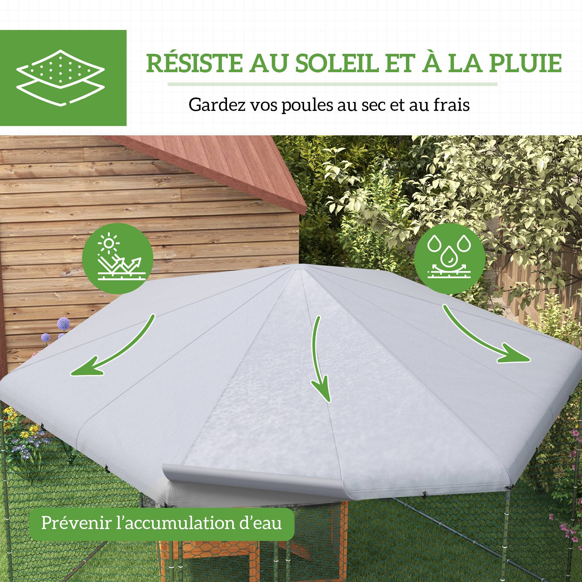 Enclos Poulailler Acier Extérieur Bâche Couverte Parc Grillagé 10m² Argent - ComfortXL Outdoor Living - Image 6