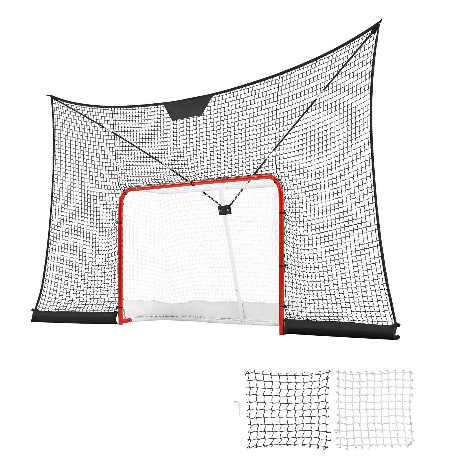 Vevor - VEVOR But de hockey 366x213 cm, filet pare-palets léger et pliable, armature fibre de verre, idéal pour entraînement en extérieur et street hockey