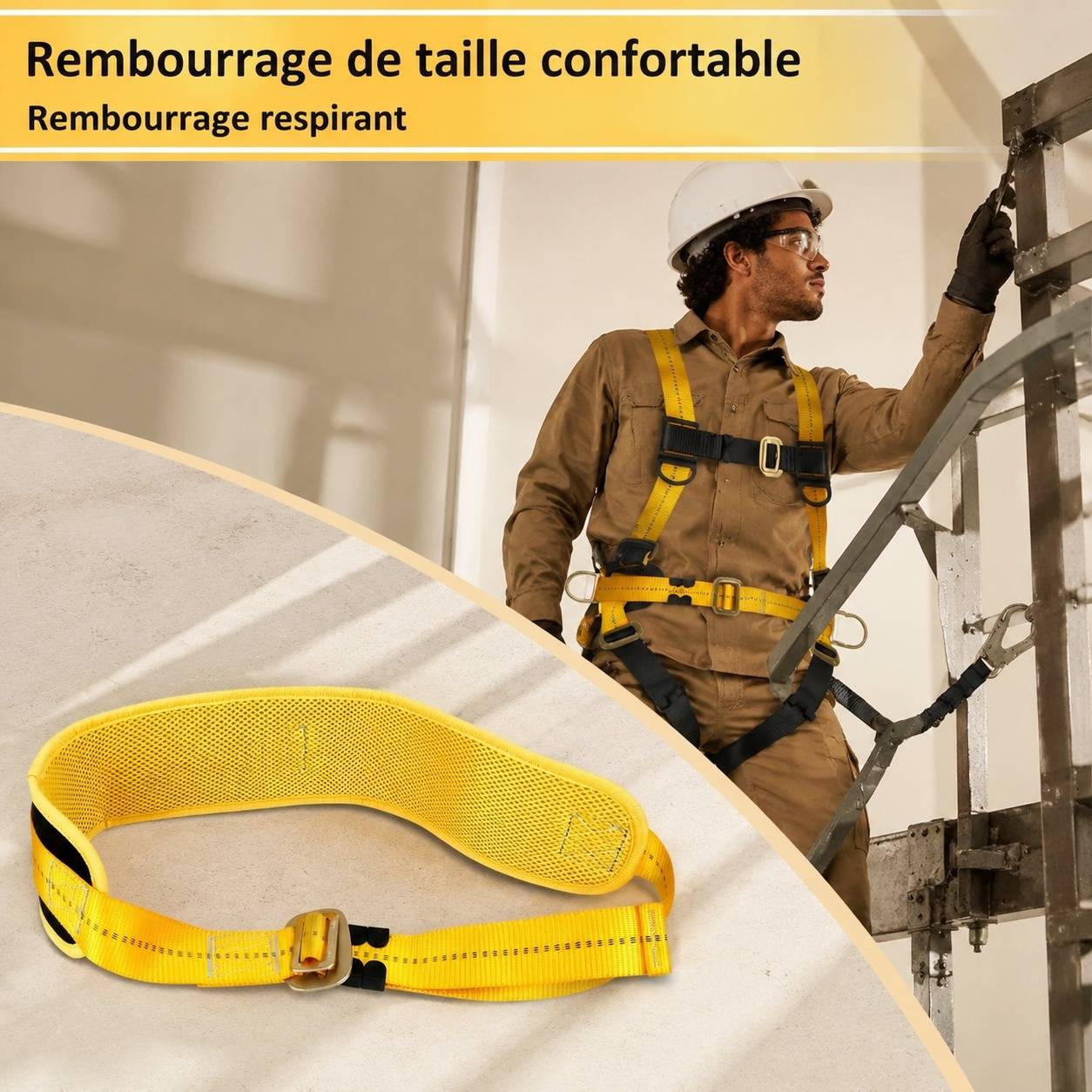 Harnais de Sécurité Anti-Chute Corps Entier Réglable avec Longe Double Certifié EN 361 354 355 - Image 6