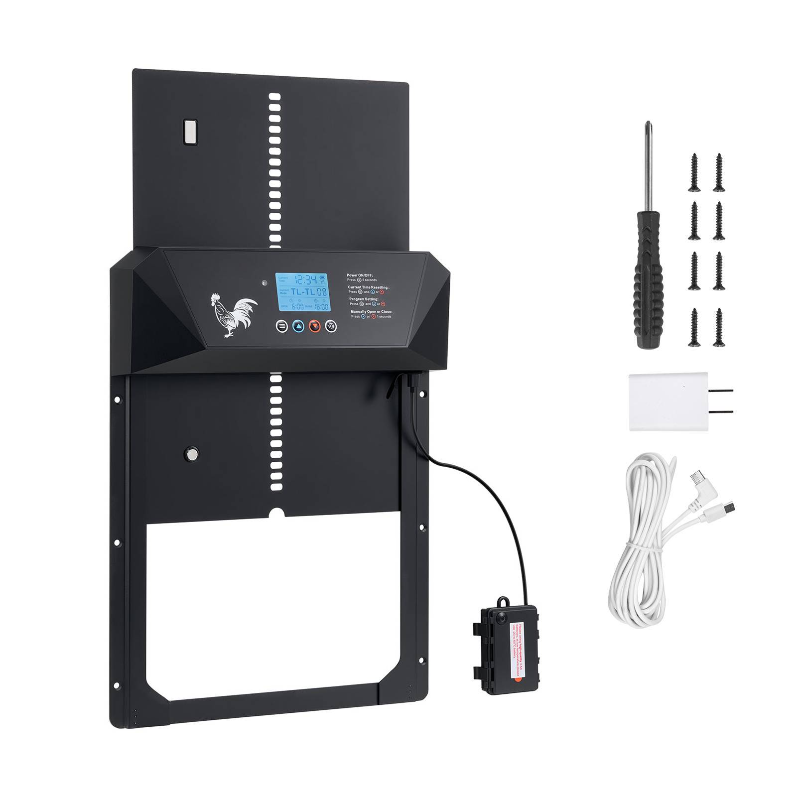 SucceBuy Porte Poulailler Automatique à Piles et CC avec Capteur Lumière Minuterie