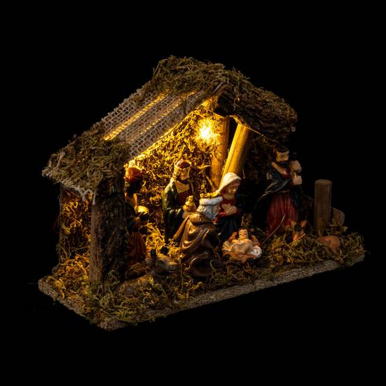 Crèche de Noël lumineuse 5 microLED avec 7 Santons - Image 2