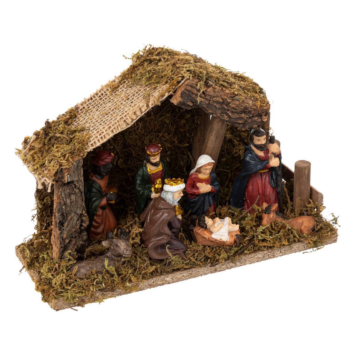 Fééric Lights & Christmas - Crèche de Noël à LED avec 7 santons 20x13cm résine et bois - Feeric Lights & Christmas - Image 2
