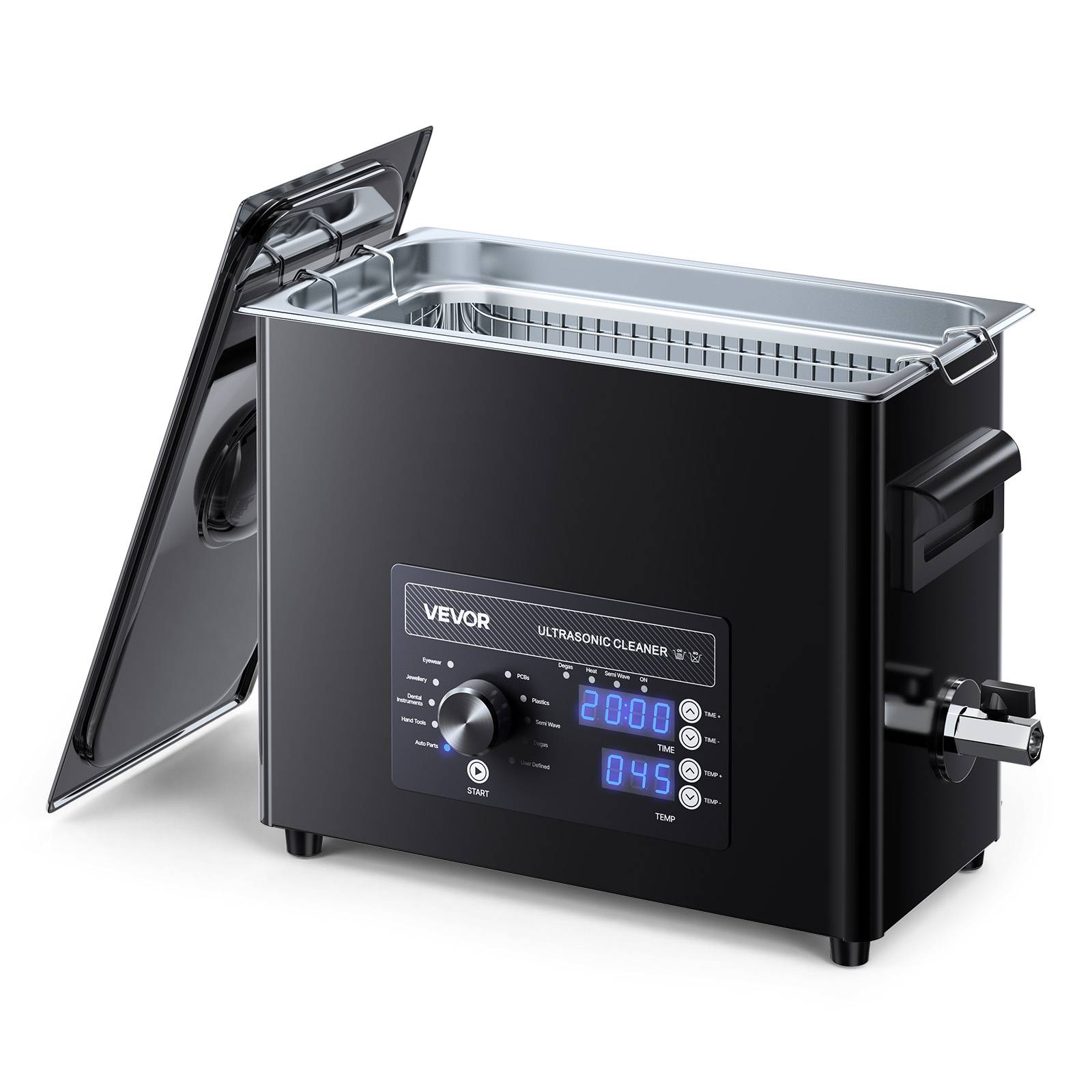 Vevor - VEVOR Nettoyeur à ultrasons 6 L, inox 304, 40 kHz, 3 transducteurs, panier et boule de nettoyage, minuterie et température réglables. - Image 1