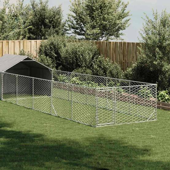 Chenil extérieur pour chien en acier galvanisé avec abri 8x2x1,5 m – ComfortXL Pet Living - Image 1