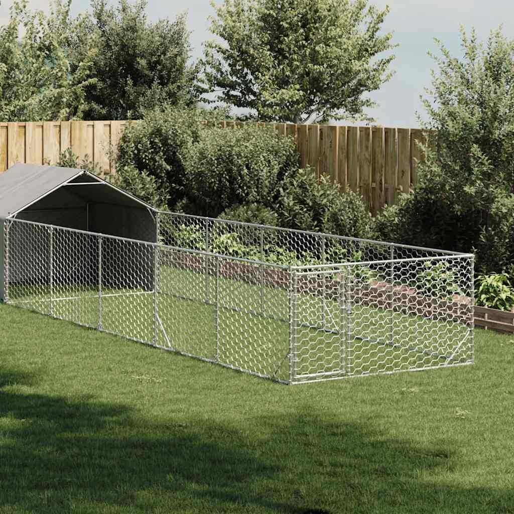 Chenil extérieur pour chien en acier galvanisé avec abri 8x2x1,5 m – ComfortXL Pet Living - Image 1