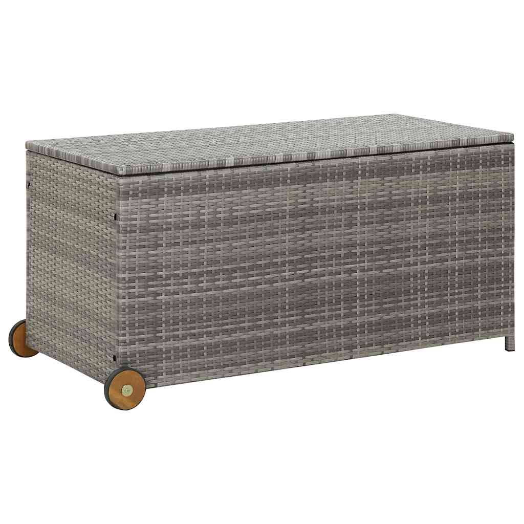 Coffre à Coussins Résine Tressée à Roulettes avec Levage à Gaz pour Jardin Gris Clair 120x65x61 cm – ComfortXL Outdoor Living - Image 2