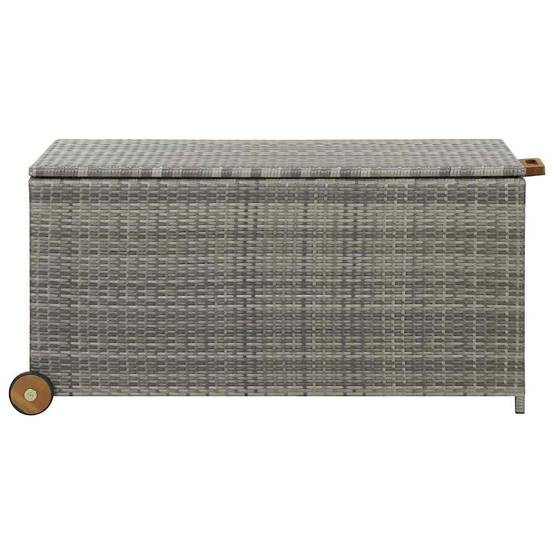 Coffre à Coussins Résine Tressée à Roulettes avec Levage à Gaz pour Jardin Gris Clair 120x65x61 cm – ComfortXL Outdoor Living - Image 3
