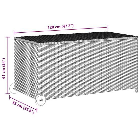 Coffre à Coussins Résine Tressée à Roulettes avec Levage à Gaz pour Jardin Gris Clair 120x65x61 cm – ComfortXL Outdoor Living - Image 9