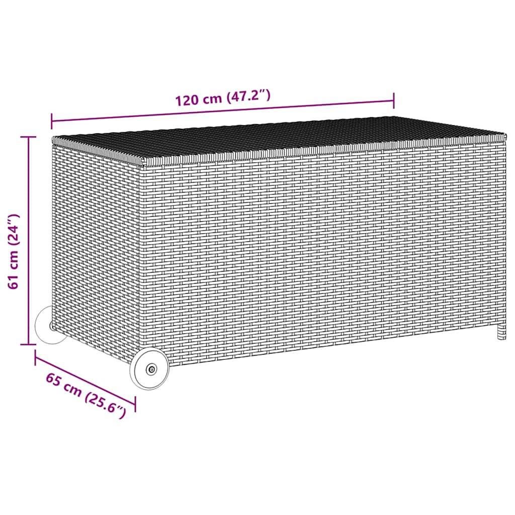 Coffre à Coussins Résine Tressée à Roulettes avec Levage à Gaz pour Jardin Gris Clair 120x65x61 cm – ComfortXL Outdoor Living - Image 9