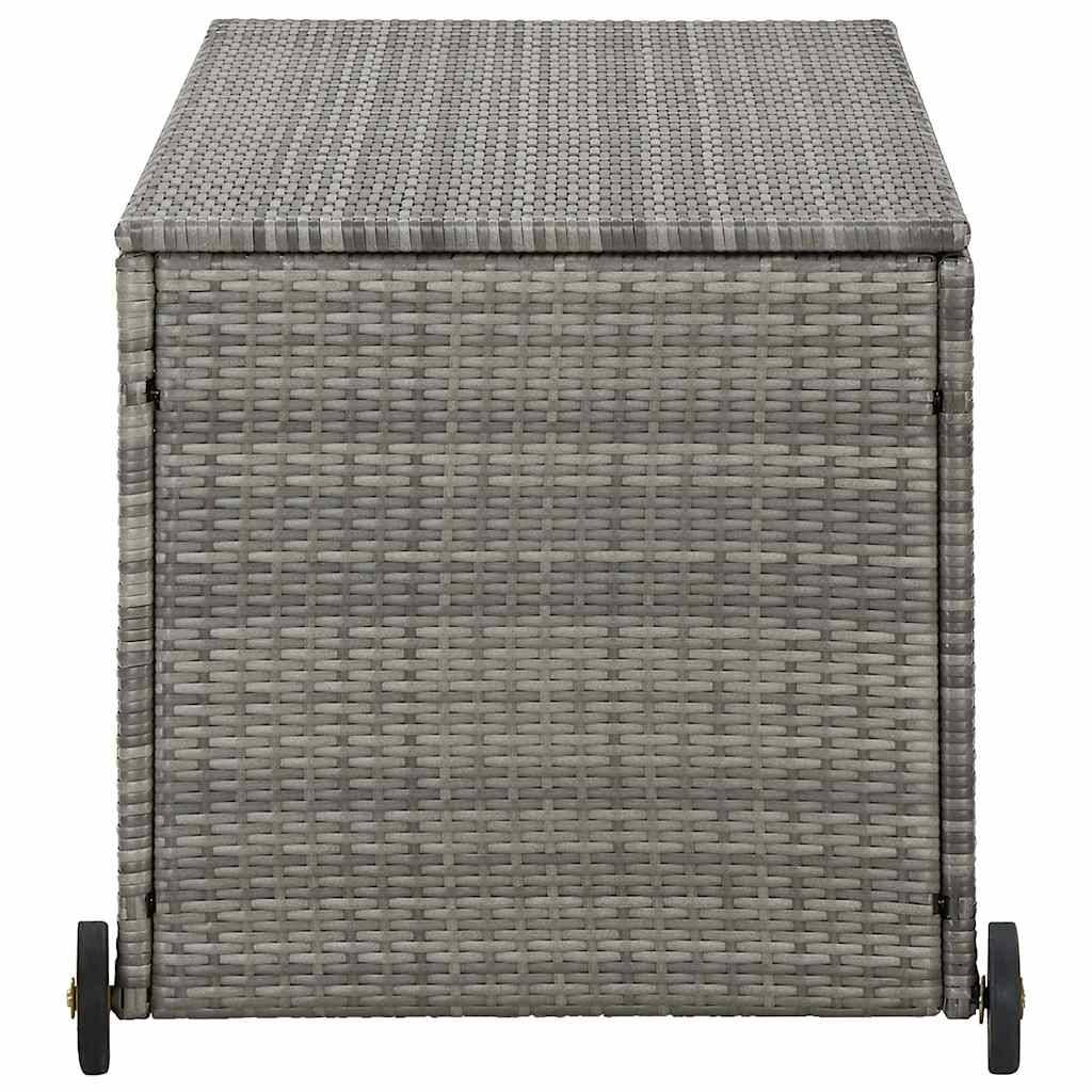 Coffre à Coussins Résine Tressée à Roulettes avec Levage à Gaz pour Jardin Gris Clair 120x65x61 cm – ComfortXL Outdoor Living - Image 5