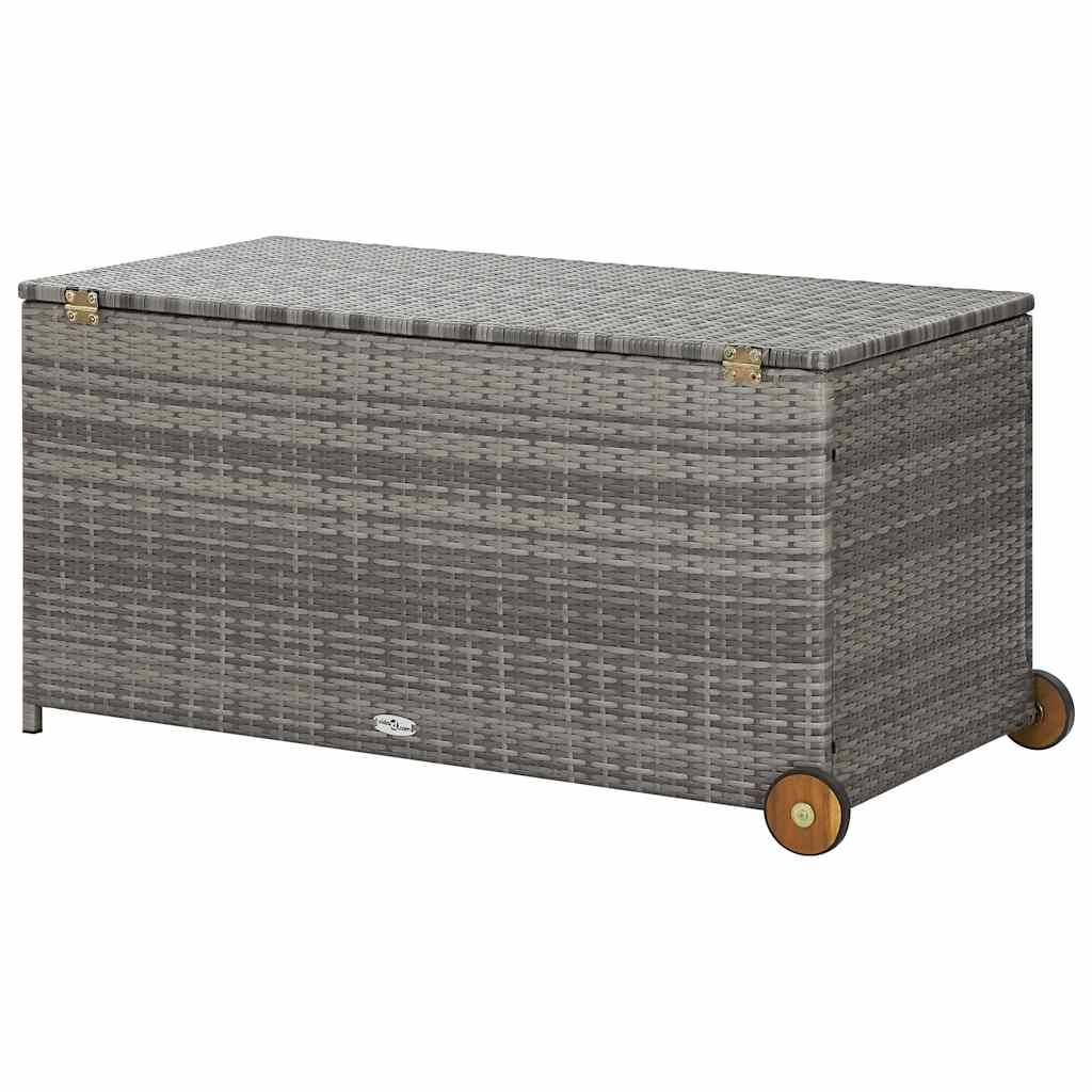 Coffre à Coussins Résine Tressée à Roulettes avec Levage à Gaz pour Jardin Gris Clair 120x65x61 cm – ComfortXL Outdoor Living - Image 6