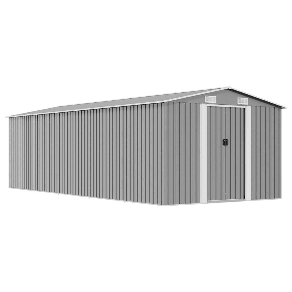 PANGIVO - Abri de jardin avec double porte coulissante - Acier galvanisé gris - 257x580x181 cm - Surface au sol 13,87m² - PANGIVO - Image 1