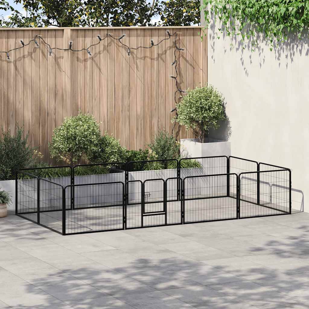 Vidaxl - Parc pour chiens 12 panneaux Acier 80 x 60 cm Noir vidaXL 170573 - Imagen 1
