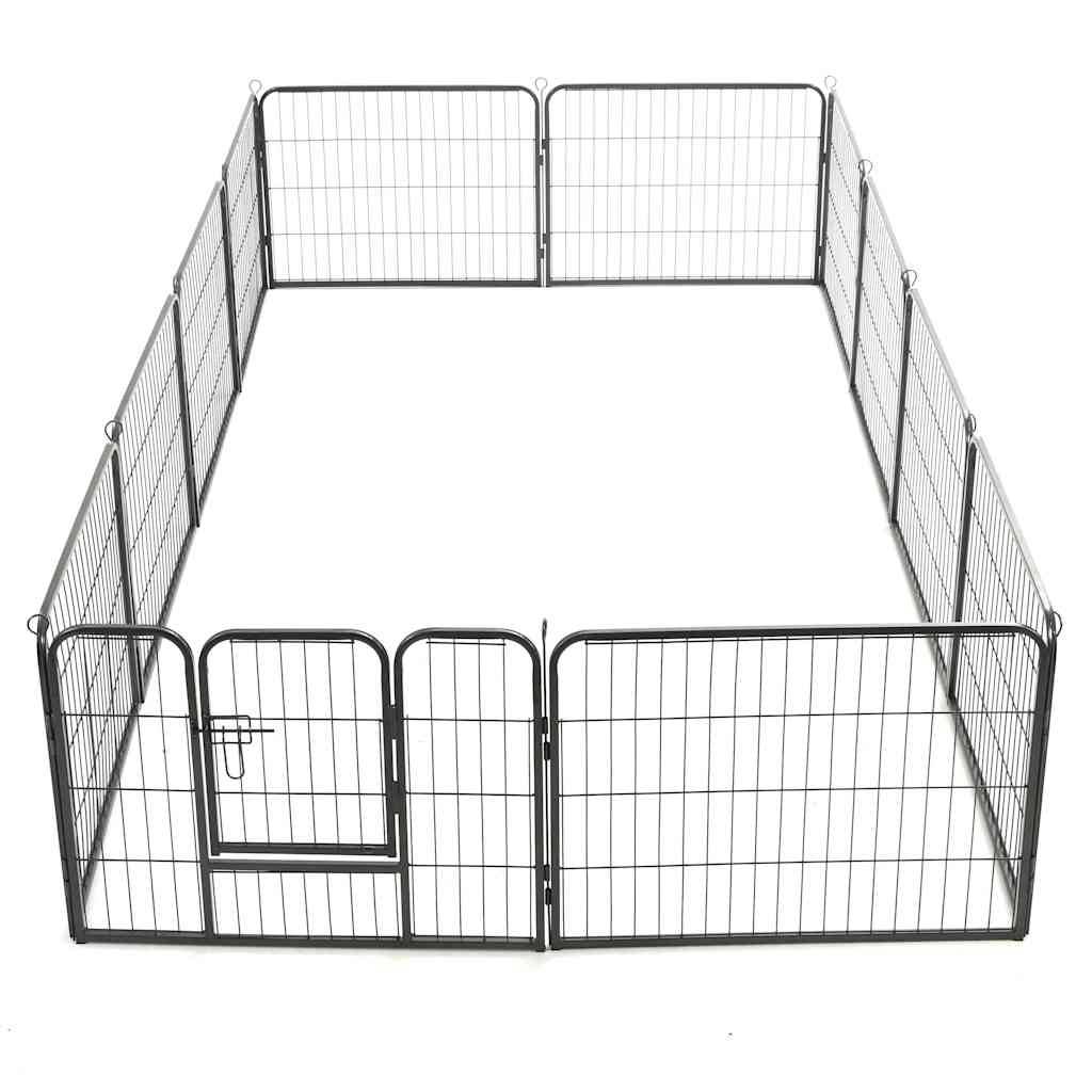 Vidaxl - Parc pour chiens 12 panneaux Acier 80 x 60 cm Noir vidaXL 170573 - Imagen 9