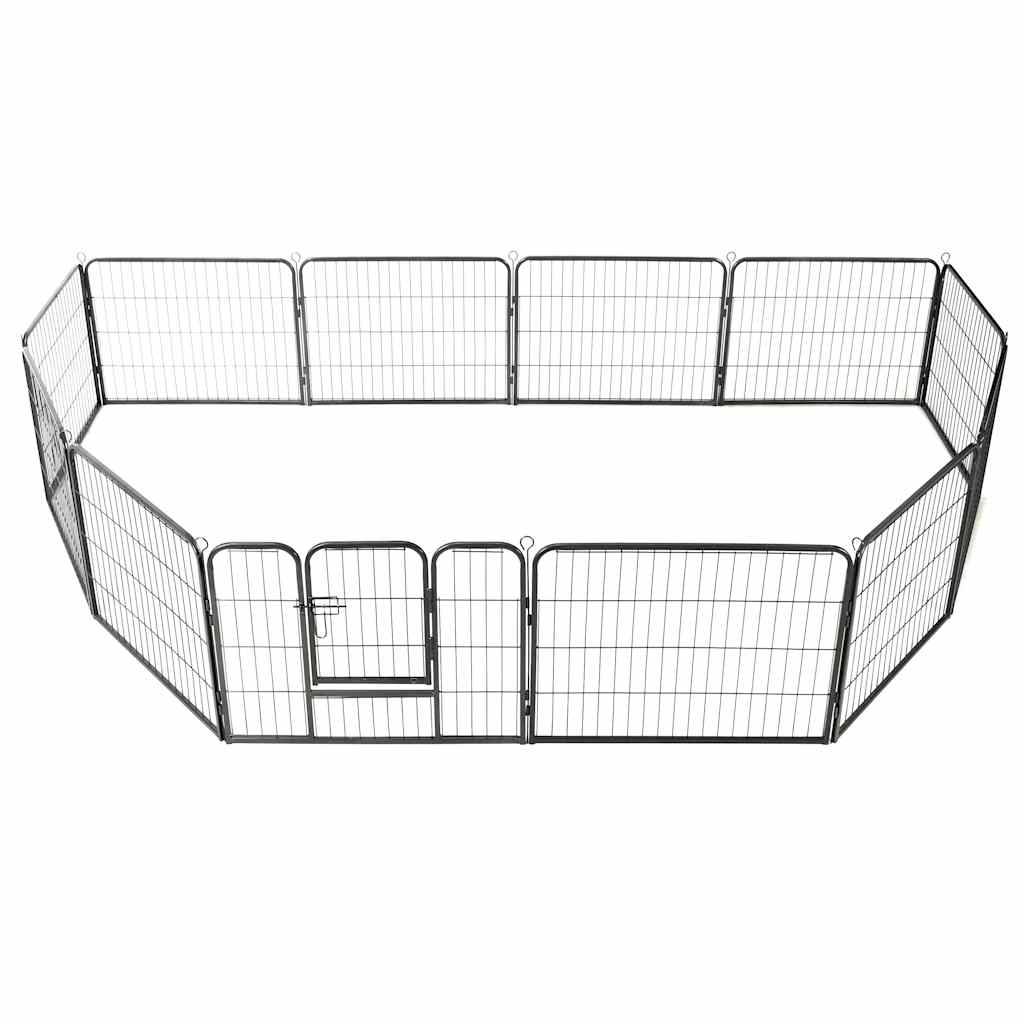 Vidaxl - Parc pour chiens 12 panneaux Acier 80 x 60 cm Noir vidaXL 170573 - Imagen 8