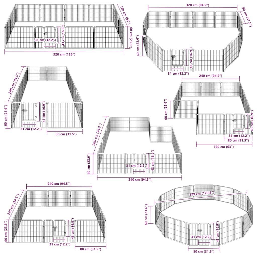 Vidaxl - Parc pour chiens 12 panneaux Acier 80 x 60 cm Noir vidaXL 170573 - Imagen 3