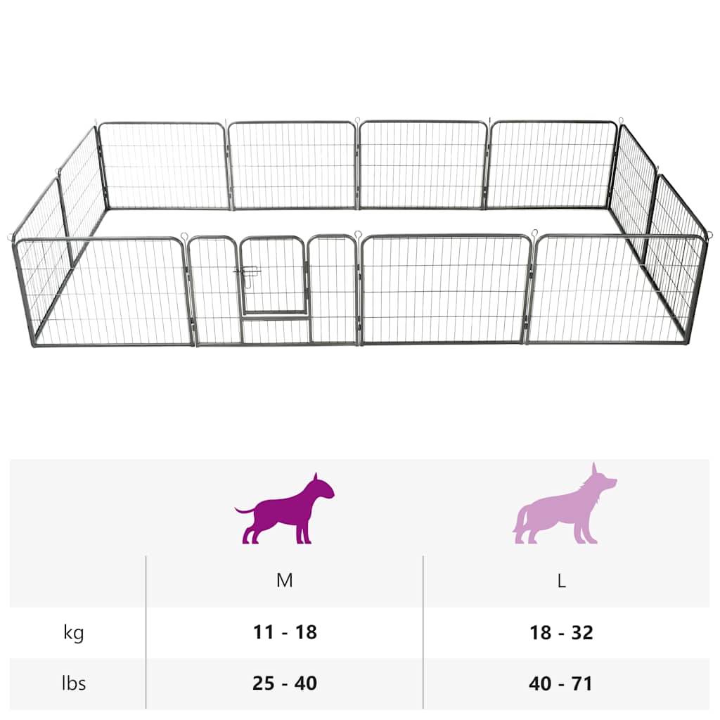 Vidaxl - Parc pour chiens 12 panneaux Acier 80 x 60 cm Noir vidaXL 170573 - Imagen 5