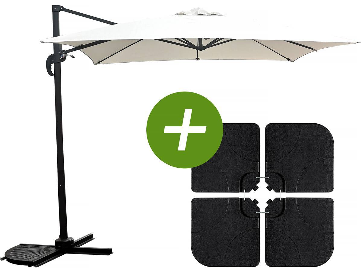 Parasol Jardin Déporté "soleil" - Carré - 2.5 X 2.5 M - Ecru + Dalles à Lester Incluses -habitat Et Jardin - Image 1