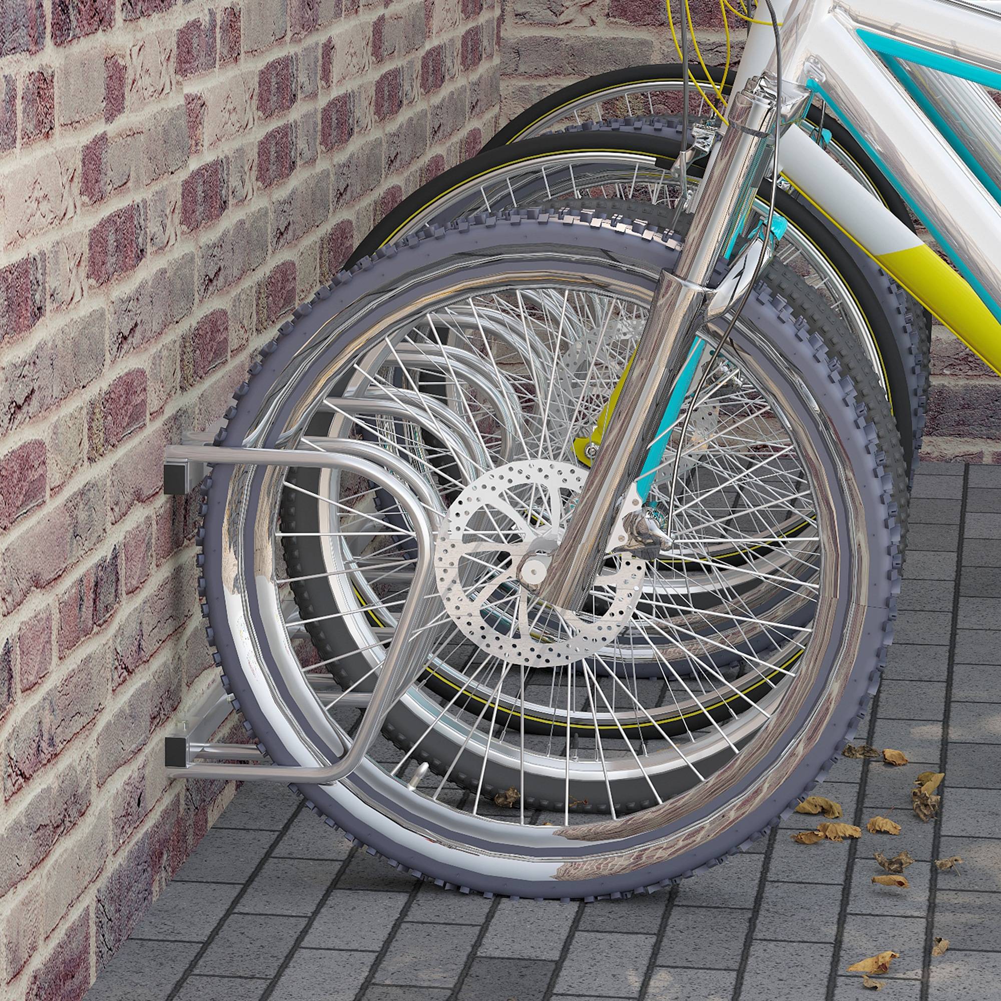 Support vélos en acier pour 6 vélos 179x33x27 cm argent, rangement robuste pour garage et extérieur - Image 4