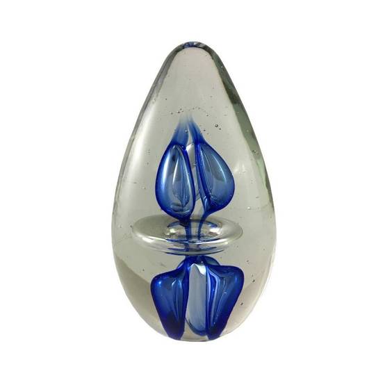 Presse papier sulfure Bulles en verre bleu 14 x 8.5 cm Chemin de campagne - Imagen 1