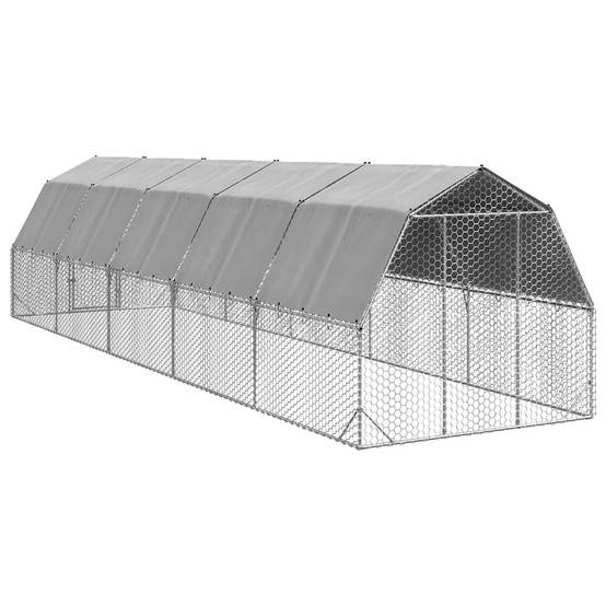 Enclos poulailler 25 m² acier galvanisé avec toit de protection pour jardin Argent – ComfortXL Outdoor Living - Image 5