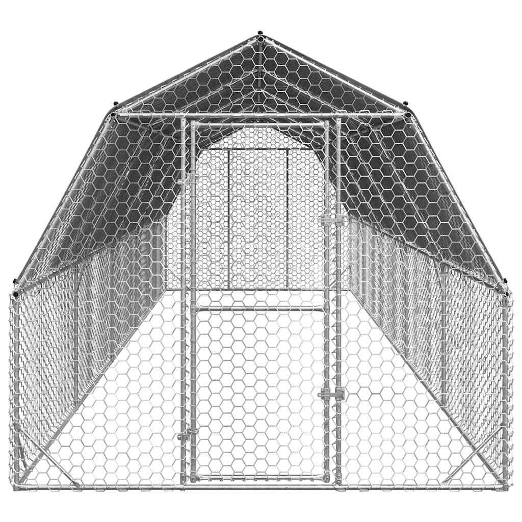 Enclos poulailler 25 m² acier galvanisé avec toit de protection pour jardin Argent – ComfortXL Outdoor Living - Image 3
